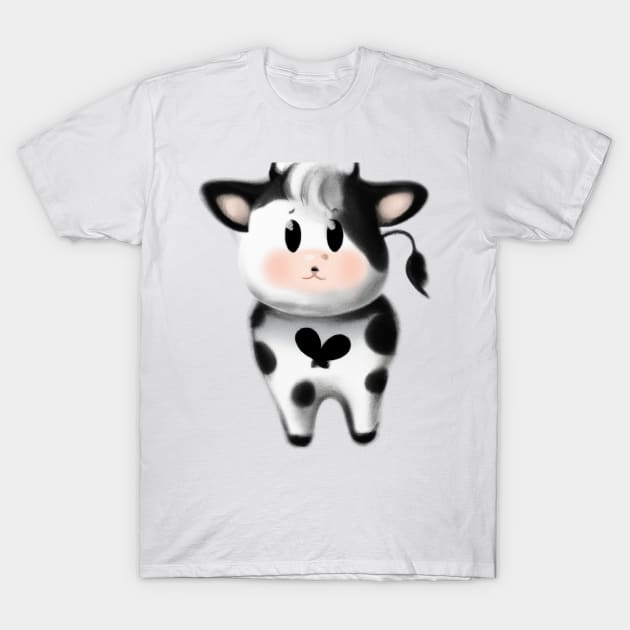 Cute Cow Drawing T-Shirt by Play Zoo